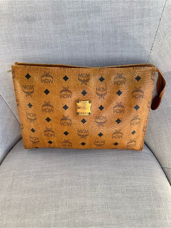 MCM Handbags - MCM Visetos Leather Vintage Clutch Hand Bag Purse Brown
